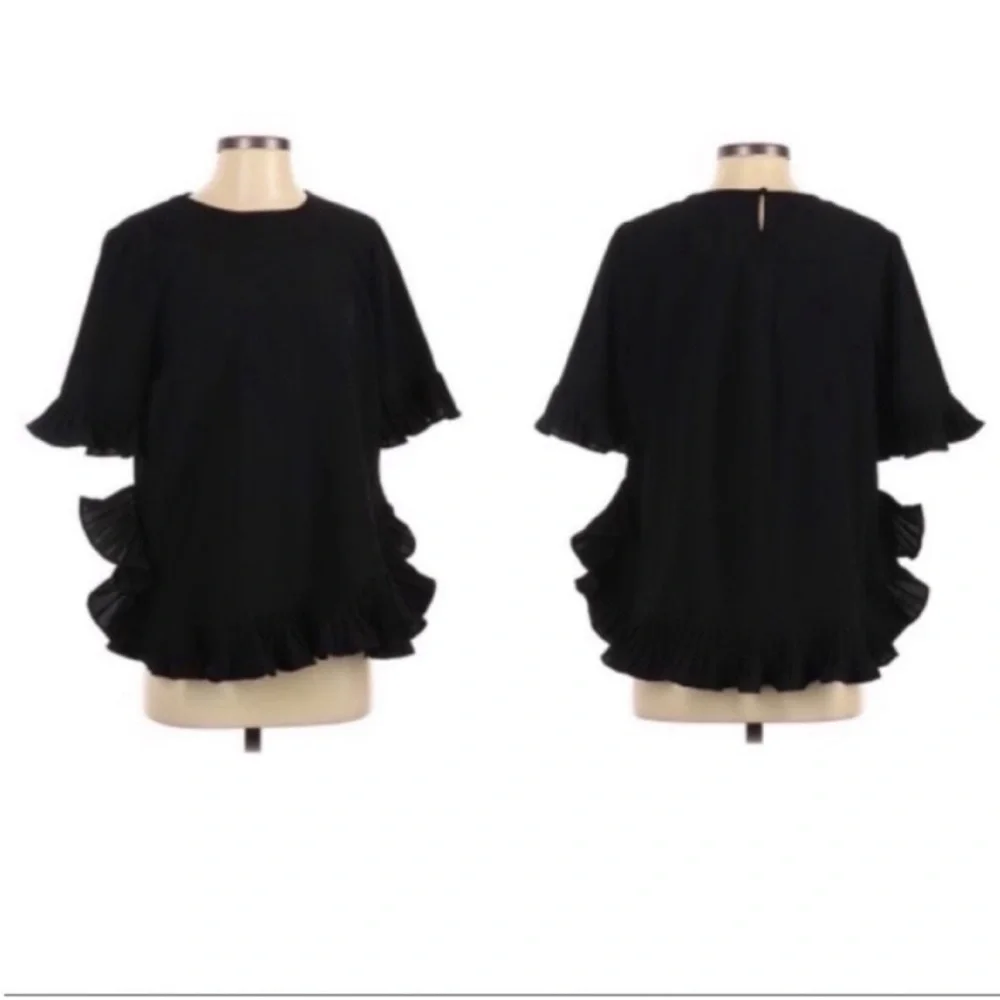 CARMEN MARC VALVO pleated-Trim Elbow-Sleeve Blouse - Picture 2 of 12
